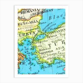 Map Of Turkey, Istanbul, retro map, vintage map 1 Art Print
