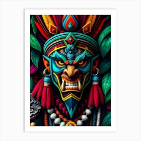 Aztec Warrior Masked Art Print