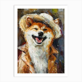 Oil Painting Smiling Shiba Inu Art Print