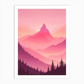 Misty Mountains Vertical Background In Pink Tone 5 Art Print
