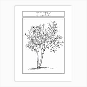 Plum Tree Minimalistic Drawing 1 Poster Art Print