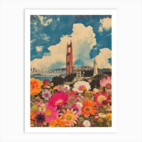 San Francisco   Floral Retro Collage Style 2 Art Print