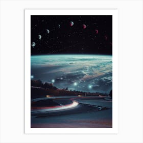 24 Hour Race In Space Phase Moon Art Print