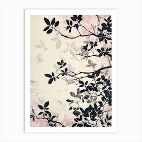 Great Japan Hokusai Black And White Flowers 17 Art Print