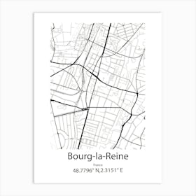 Bourg La Reine,France Minimalist Map Art Print