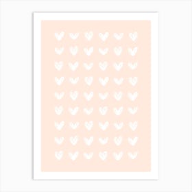 Scribble Hearts - Peachy Pink Art Print