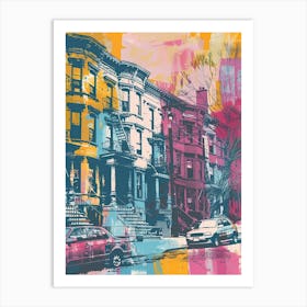 Brooklyn Heights New York Colourful Silkscreen Illustration 4 Art Print