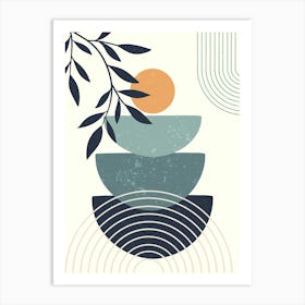 Abstract Painting and Leaves Art Print