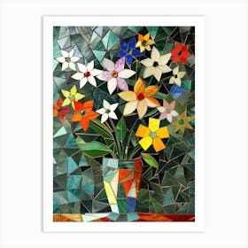 Mosaic Flowers In A Vase 1 Art Print