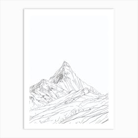 Annapurna Nepal Line Drawing 7 Art Print