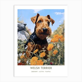 Vintage Welsh Terrier Portrait Art Print