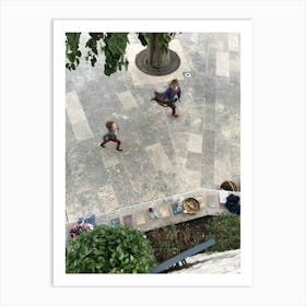 Children Playing In A Courtyard 1 Art Print