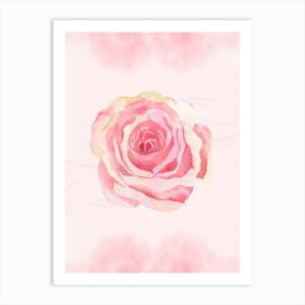 Pink Rose Watercolor Painting Art Print