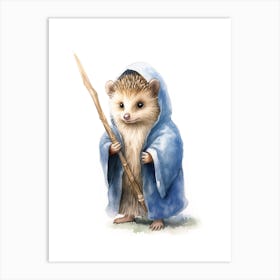 Baby Hedgehog As A Jedi Watercolour 1 Art Print