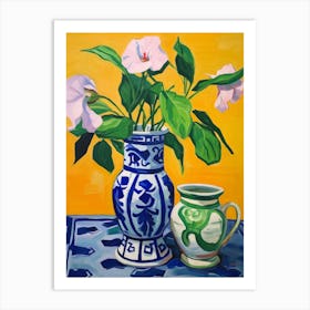 Flowers In A Vase Still Life Painting Periwinkle 4 Art Print