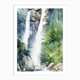 Cascade D Ars, France Water Colour  Art Print