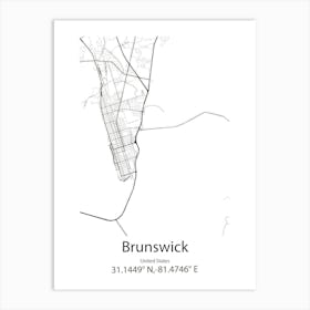 Brunswick,United States Minimalist Map 1 Art Print