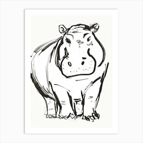 B&W Hippopotamus Art Print