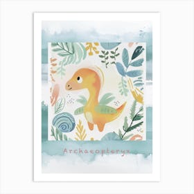 Archaeopteryx Dinosaur Muted Pastels Pattern 4 Poster Art Print