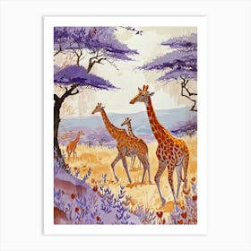Lilac Giraffe Watercolour Style Illustration 1 Art Print