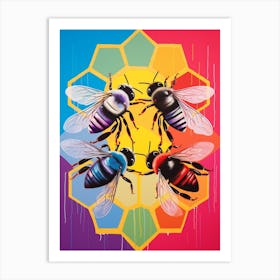 Honey Comb Colour Pop Bees 2 Art Print