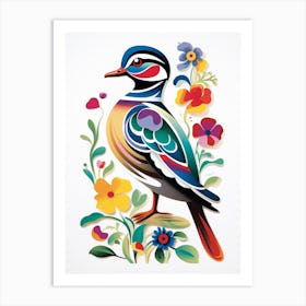 Scandinavian Bird Illustration Wood Duck 1 Art Print