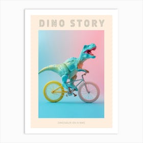 Pastel Toy Dinosaur On A Bike 3 Poster Art Print