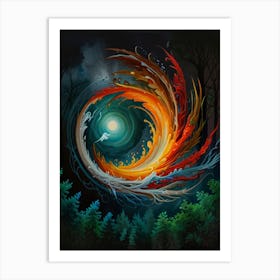 Fire In The Forest 1 Art Print