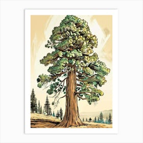 Sequoia Tree Storybook Illustration 3 Art Print