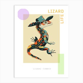 Lizard With A Cow Print Cowboy Hat Modern Abstract Illustration 1 Poster Art Print