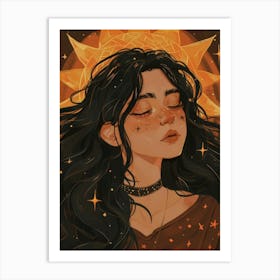 Cute Girl With Long Hair 1 Art Print