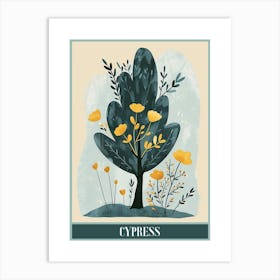 Cypress Tree Flat Illustration 3 Poster Art Print