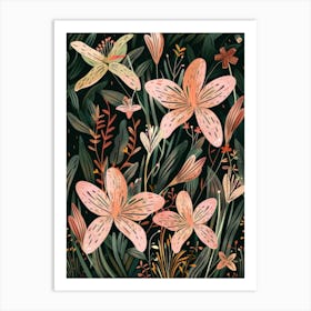 Lily Flower Pattern Art Print