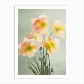 Bunch Of Daffodils Flowers Acrylic Painting In Pastel Colours 1 Art Print