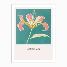 Gloriosa Lily 1 Square Flower Illustration Poster Art Print