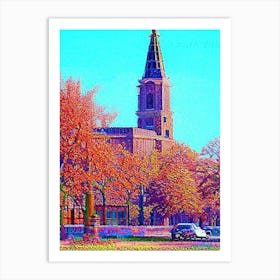 Abilene, City Us  Pointillism Art Print