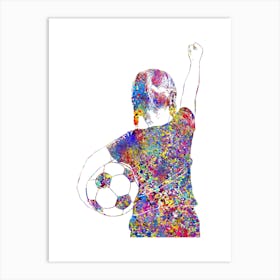 Girl Soccer Player Watercolor Art Print