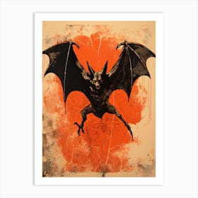 Bat, Woodblock Animal Drawing 3 Art Print