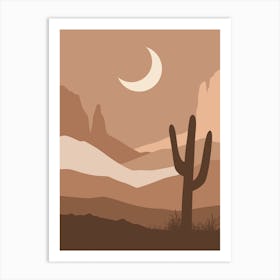 Desert Landscape With Cactus 1 Art Print