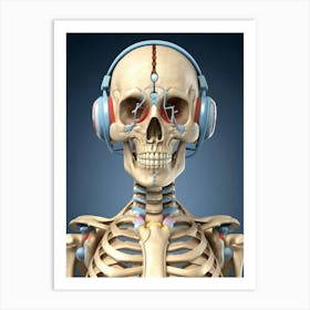 Skeleton With Headphones 11 Art Print