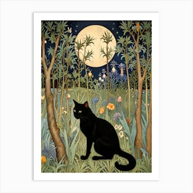 William Morris Black Cat In The Forest 12 Art Print