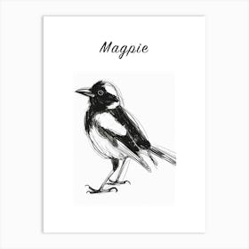 B&W Magpie Poster Art Print