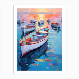 Boats At Sunset 1 Art Print