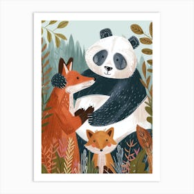 Giant Pand And A Fox Storybook Illustration 2 Art Print