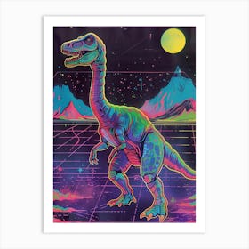 Cyber Neon Dinosaur Art Print