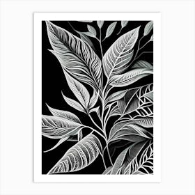 Lemon Verbena Leaf Linocut 2 Art Print