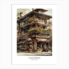 Santa Rosa, California 3 Watercolor Travel Poster Art Print