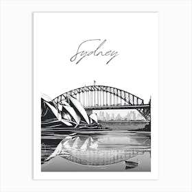 Sydney Opera House, Black And White Skyline Art Print