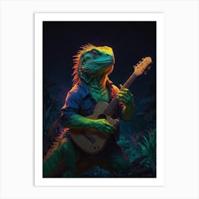 Iguana Playing Guitar 1 Art Print