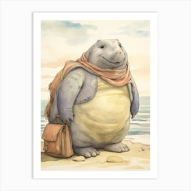Storybook Animal Watercolour Elephant Seal Art Print